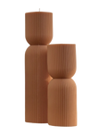Ribbed Hourglass Pillar Candle Set