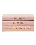 Stack of Pink Leather Books with Audrey Hepburn Quote