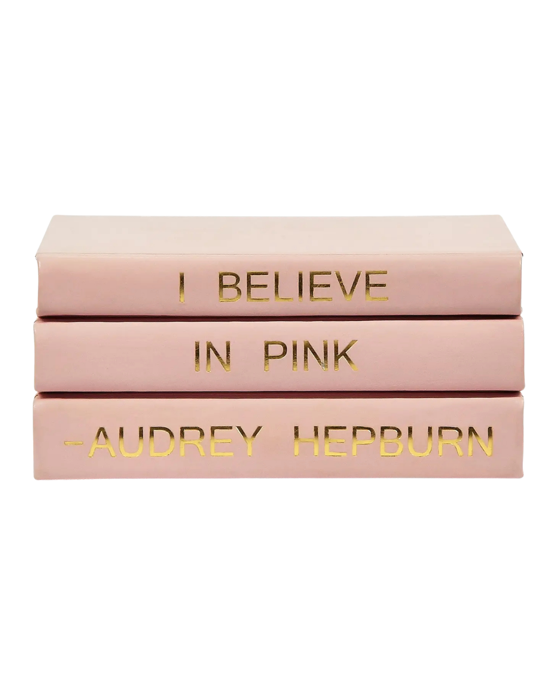 Stack of Pink Leather Books with Audrey Hepburn Quote