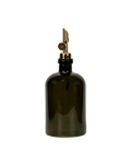 Vintage Green Glass Bottle with Gold Pour Spout