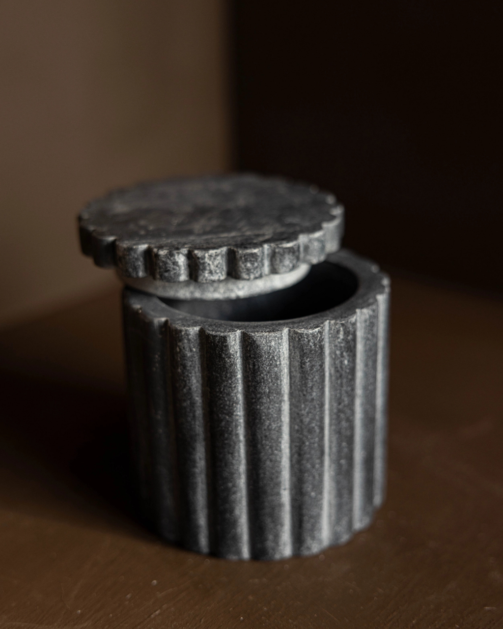 Black Marble Fluted Jar Canister