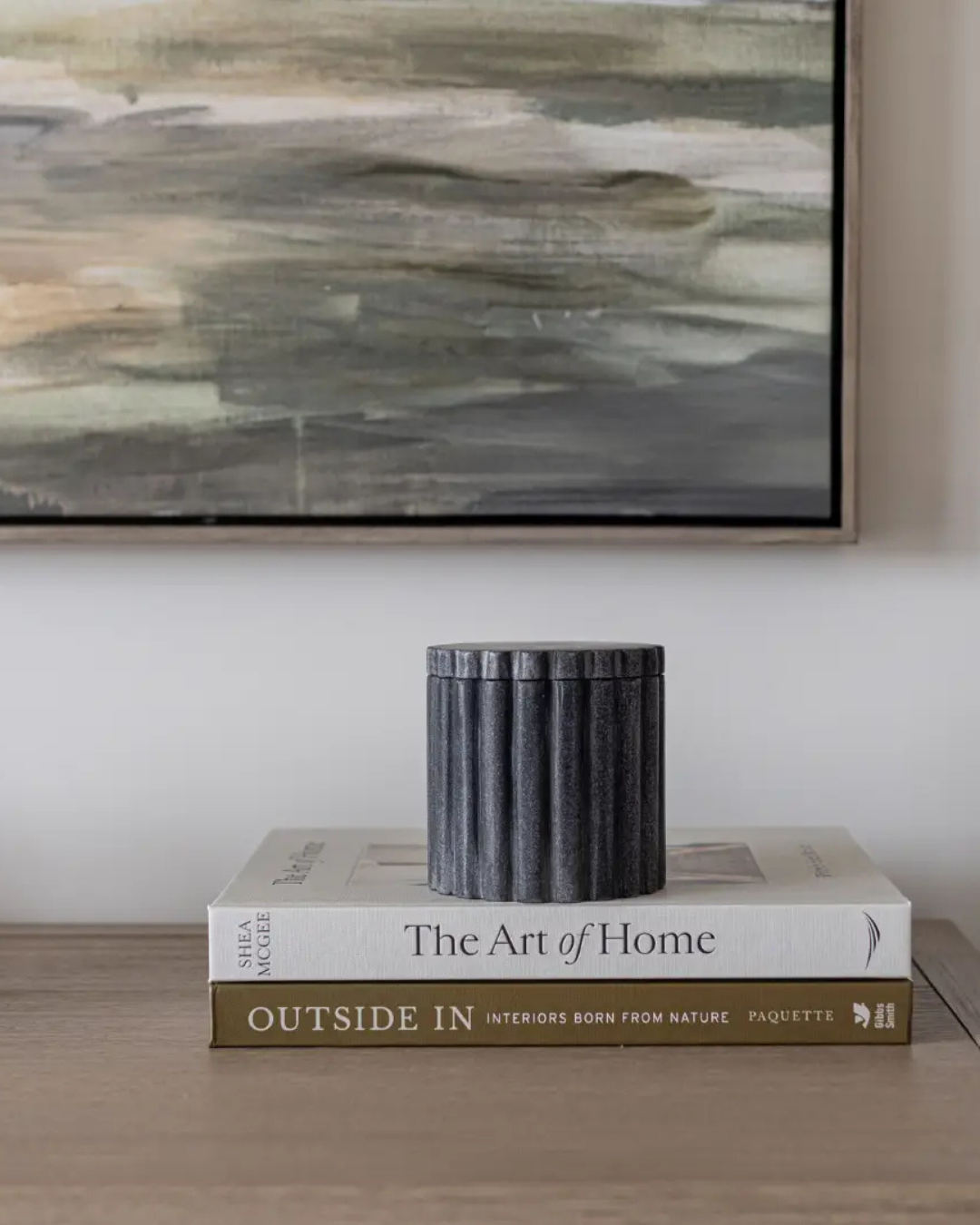 Black Marble Fluted Jar Canister