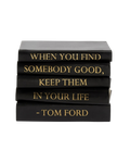 Black Leather Bound Books Stack