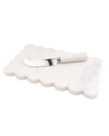 White Marble Scalloped Cheese Board & Knife Set