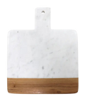 White Marble & Acacia Wood Square Handled Board