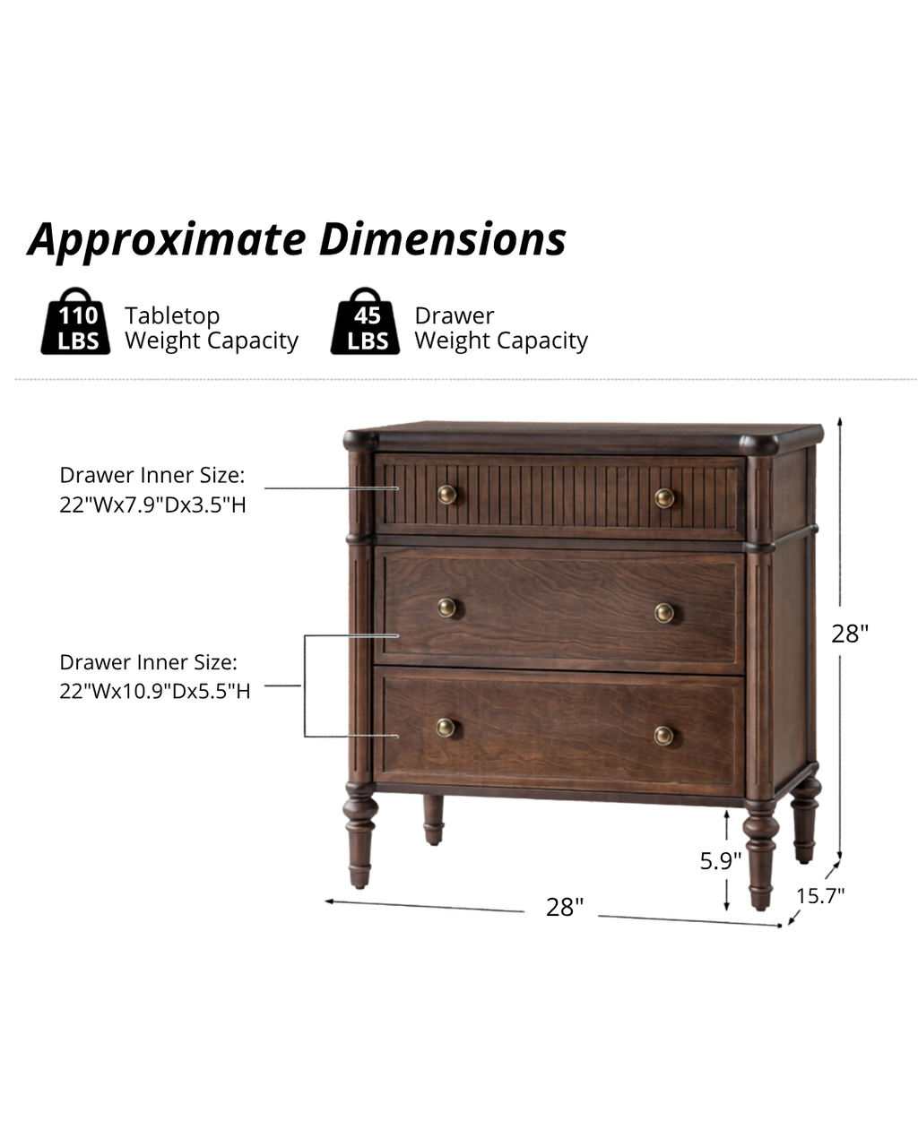 3-Drawer Nightstand
