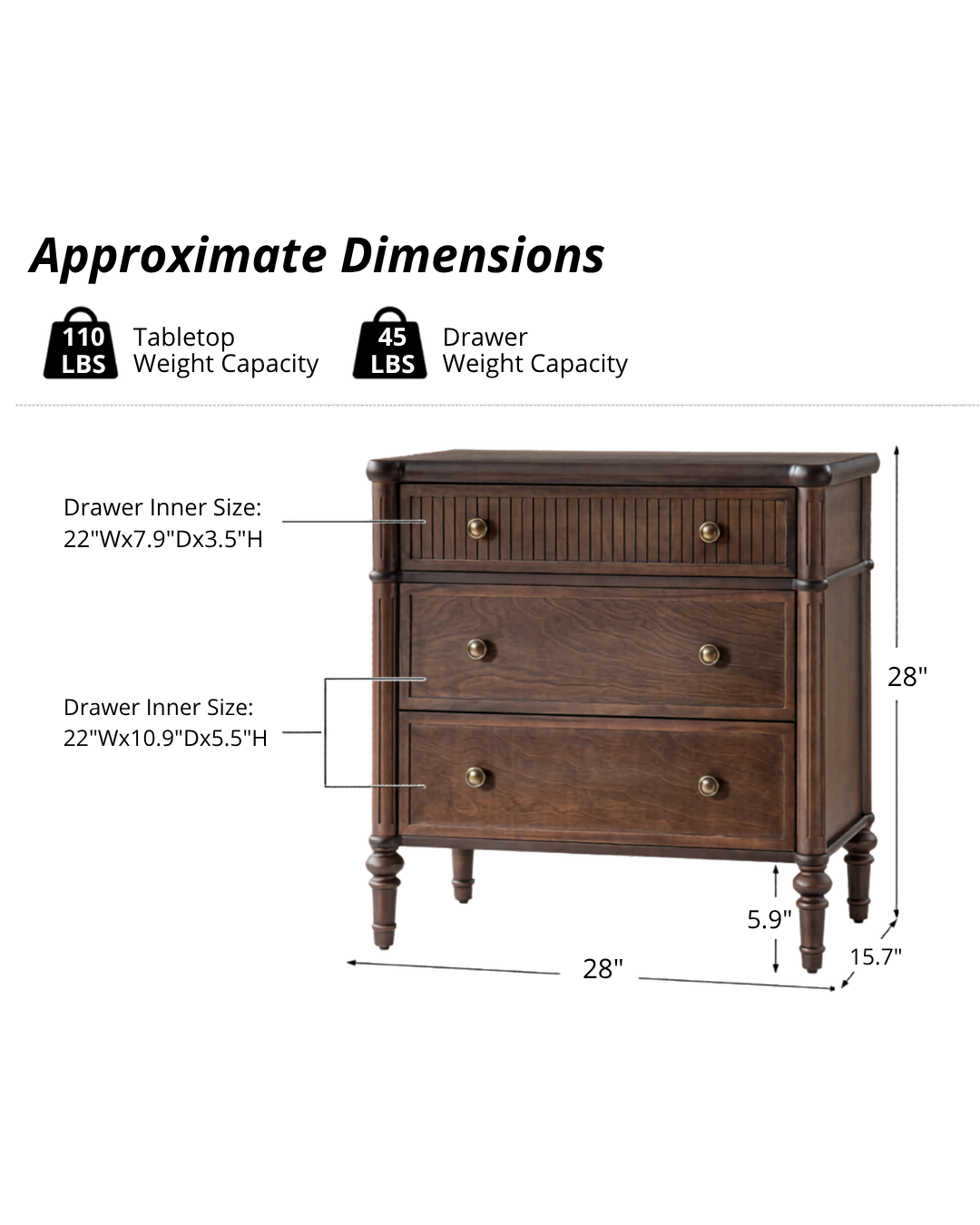 3-Drawer Nightstand