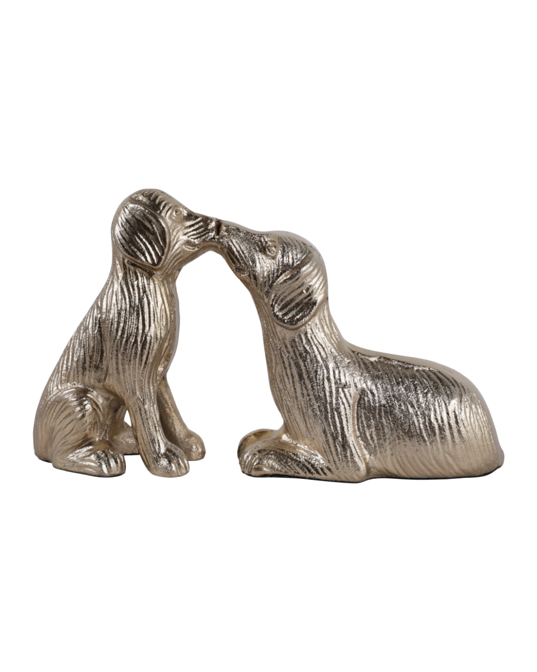 Metallic Gold Kissing Dogs Sculpture